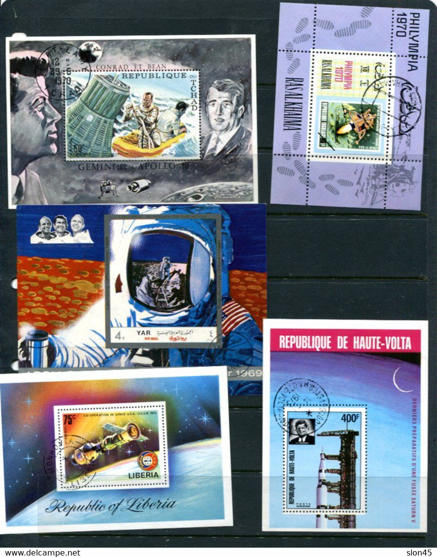 Worldwide 9 Souvenir Sheets Used/CTO Space 14147 - Collezioni