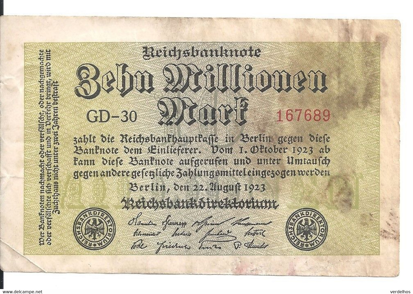 ALLEMAGNE 10 MLLIONEN MARK 1923 VF P 106 - 10 Mio. Mark