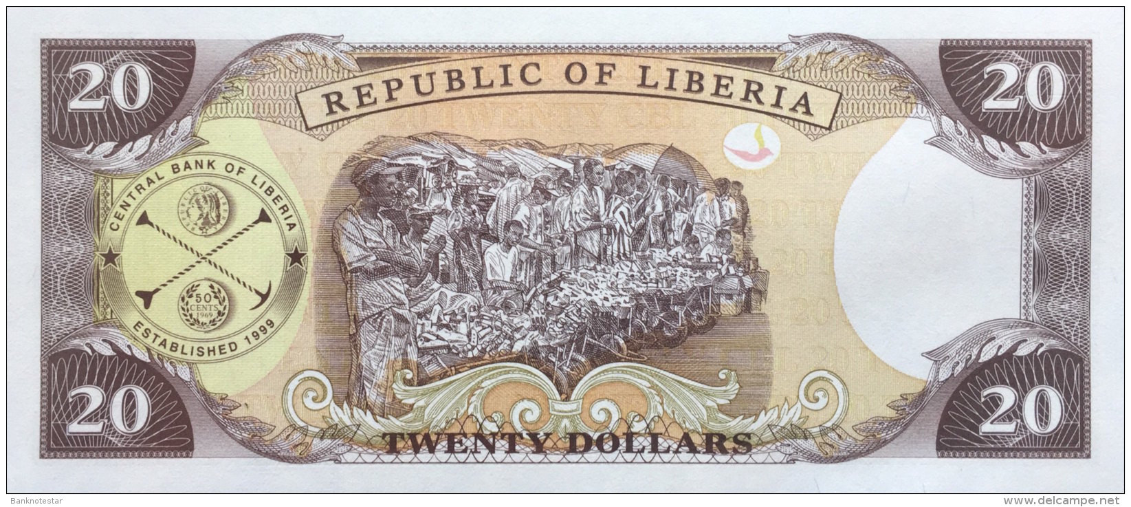 Liberia 20 Dollars, P-23a (1999) UNC - Liberia