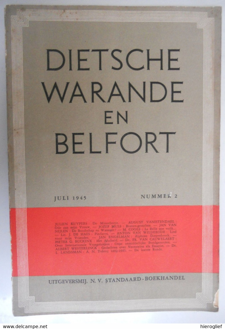 Dietsche Warande & Belfort 1945 Nr 2 J Cuypers A Vanistendael Muls J Van Nijlen Buckinx Engelman Van Wilderode Landsman - Littérature