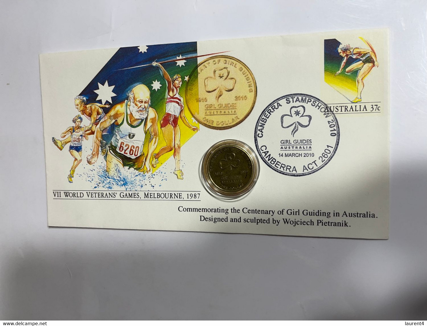 (2 M 32) Australia - $ 1.00 Centenary Of Girls Guide 2010 Coin With 2010 Girls Guide Postmark On Cover - Dollar