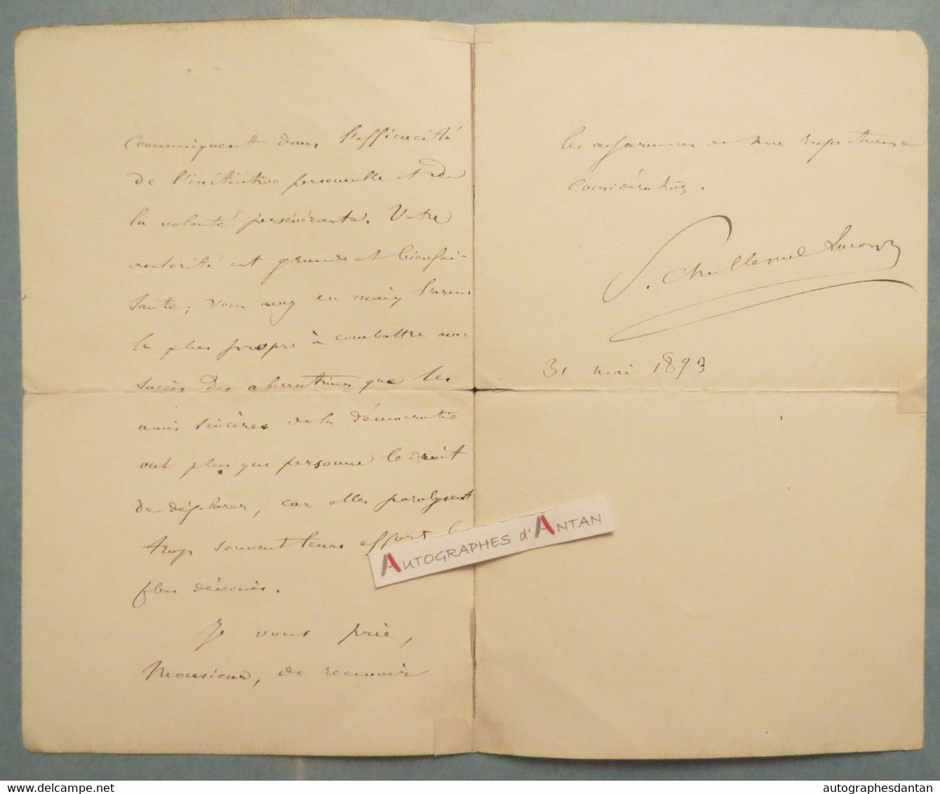 ● L.A.S 1893 Paul-Armand CHALLEMEL LACOUR Présidence Du Sénat Caisses D'Epargne Législation Anglaise Né Avranches Lettre - Politico E Militare