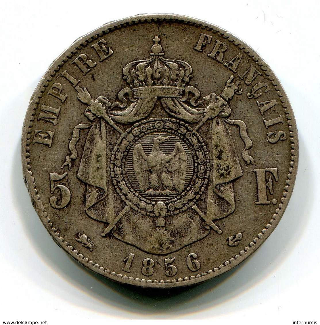 France Napoléon III 5 Francs 1856-D Argent (Silver) Lyon TTB (EF) G.734, F.330/9 - 5 Francs