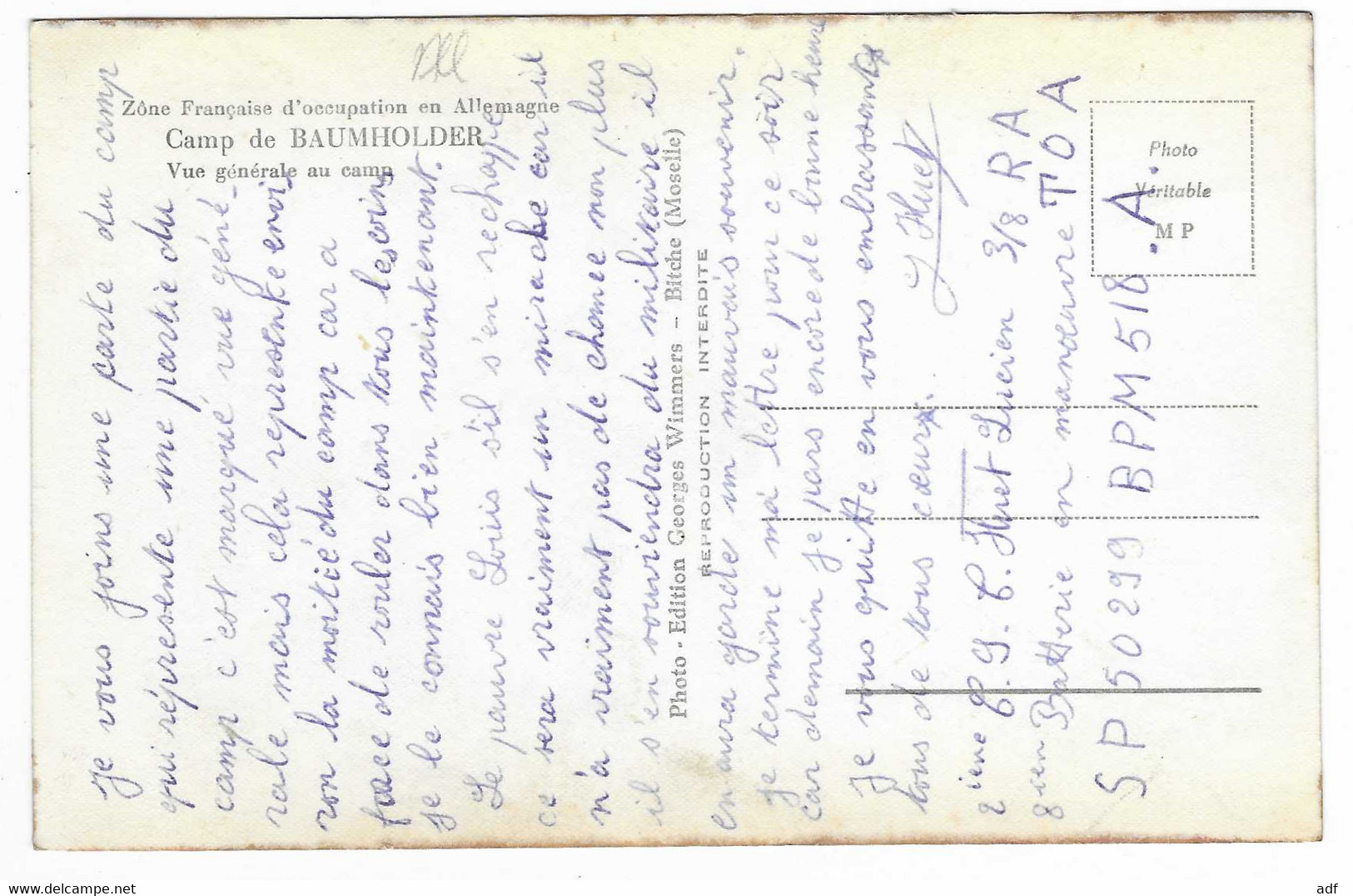 CPSM VUE GENERALE DU CAMP DE BAUMHOLDER, ZONE FRANCAISE D'OCCUPATION EN ALLEMAGNE, Format 9 Cm Sur 14 Cm Environ - Birkenfeld (Nahe)