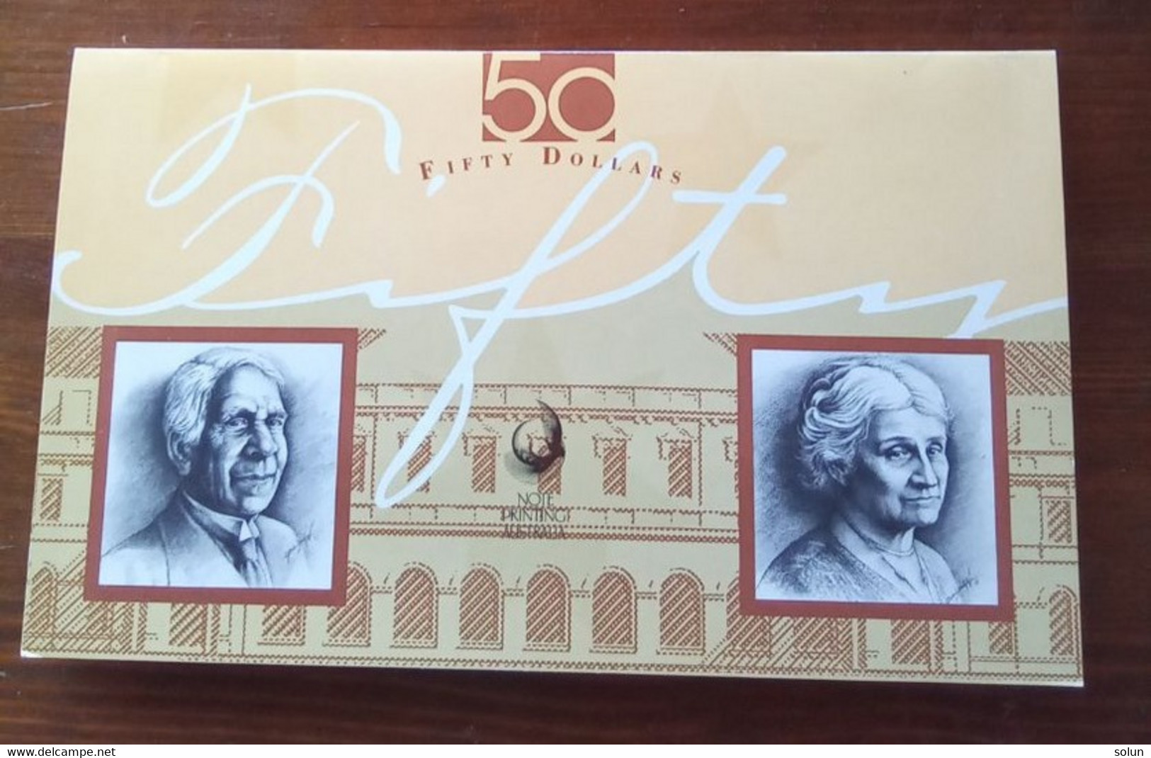 AUSTRALIA  50  FIFTY DOLLARS  FOLDER 1995 LOW NUMBERED UNCIRCOLATED  PREFIX AA - 1992-2001 (polymère)