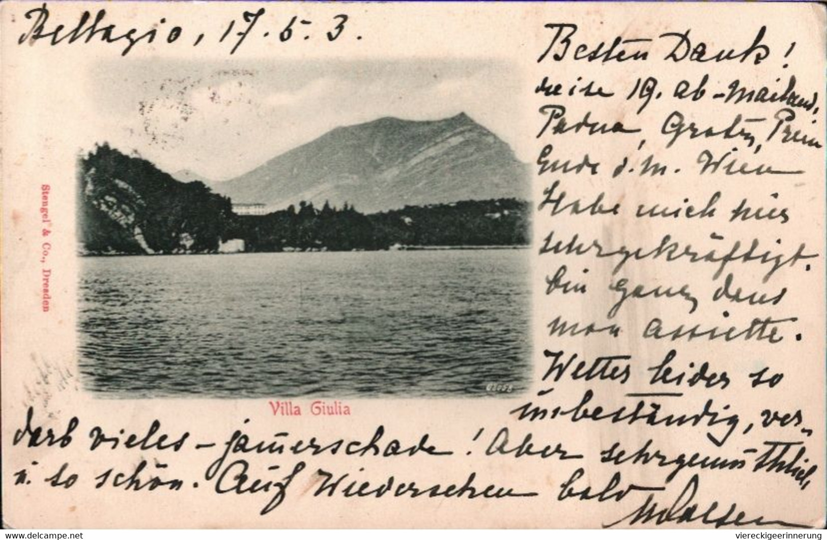 ! 1903 Alte Ansichtskarte Bellagio, Villa Giulia, Verlag Stengel, Gelaufen Nach Wien - Como