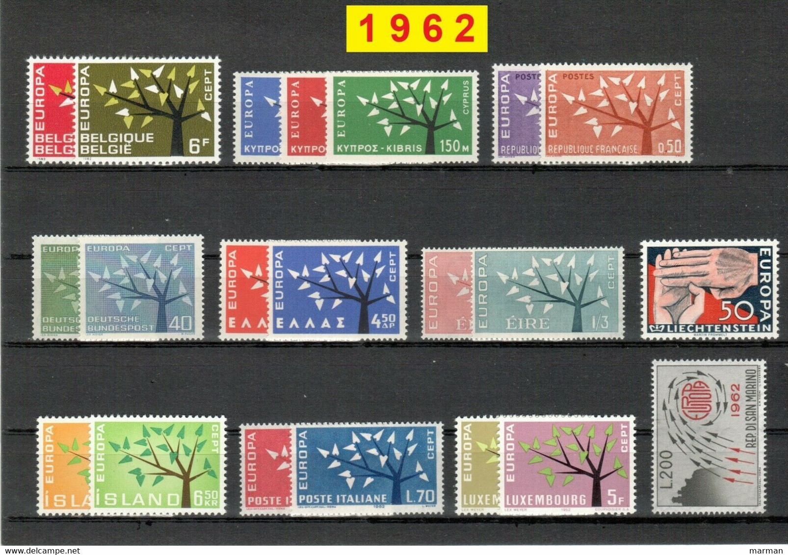 Europa CEPT 1962 Annata COMPLETA 39 Fbolli Nuovi **/MNH - Komplette Jahrgänge