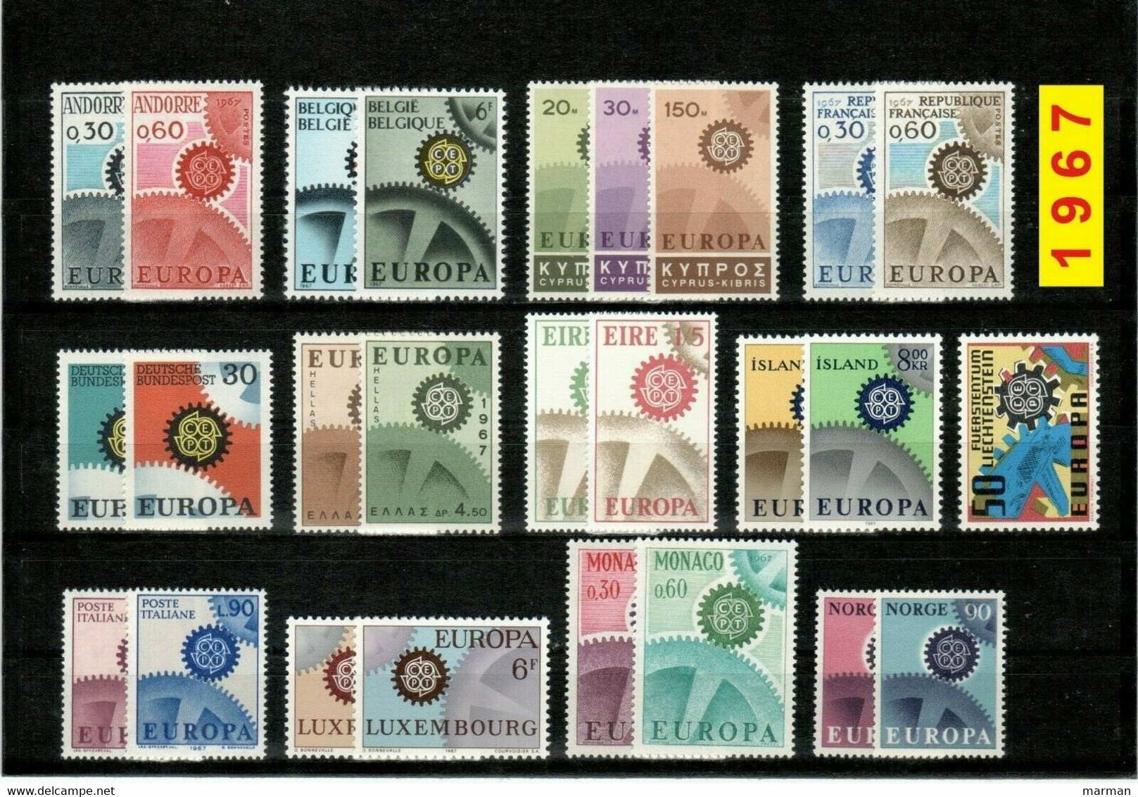 Europa CEPT 1967 Annata COMPLETA 37 Fbolli Nuovi **/MNH - Années Complètes