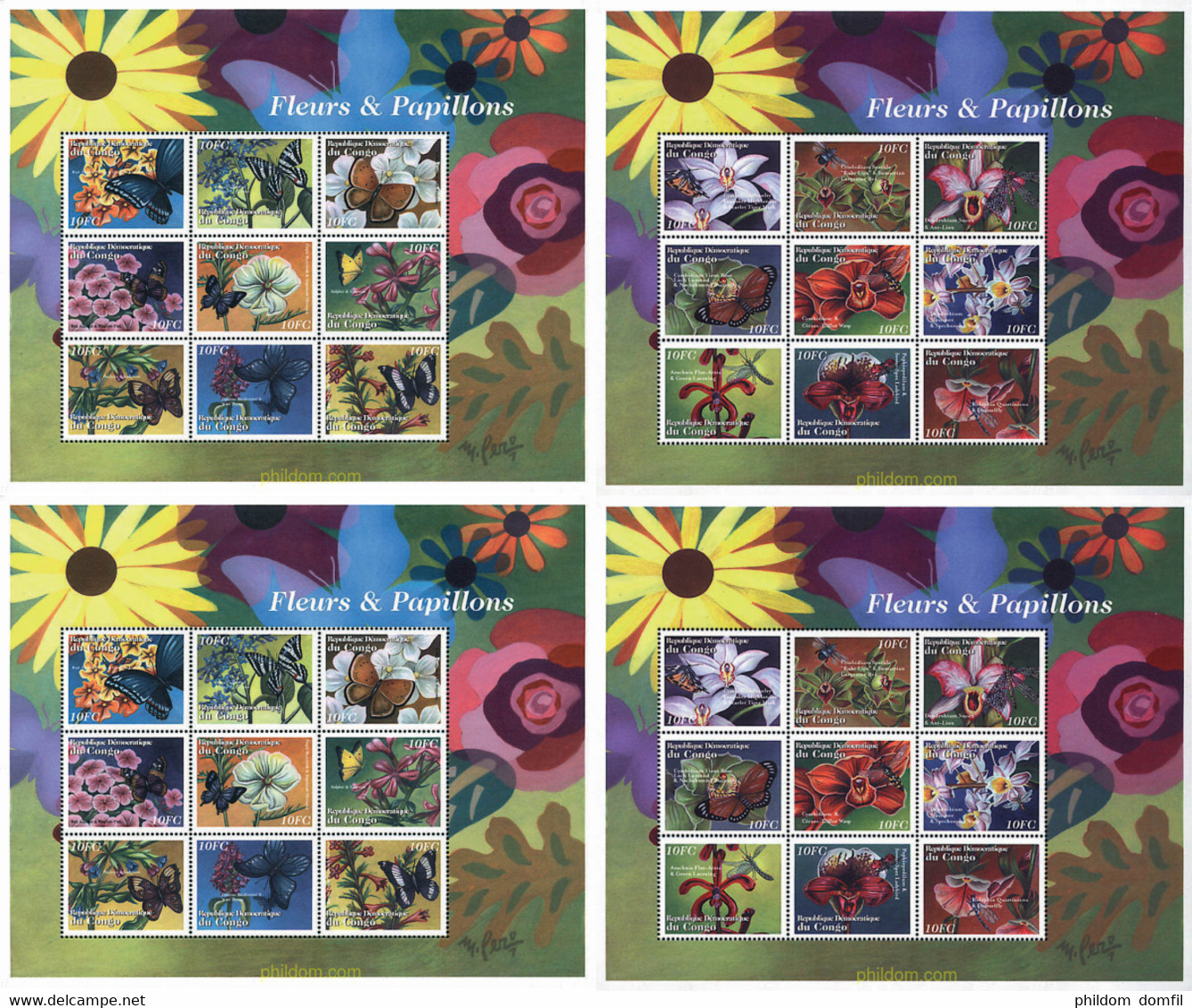 300564 MNH CONGO. República Democrática 2001 FLORES Y MARIPOSAS - Afgestempeld