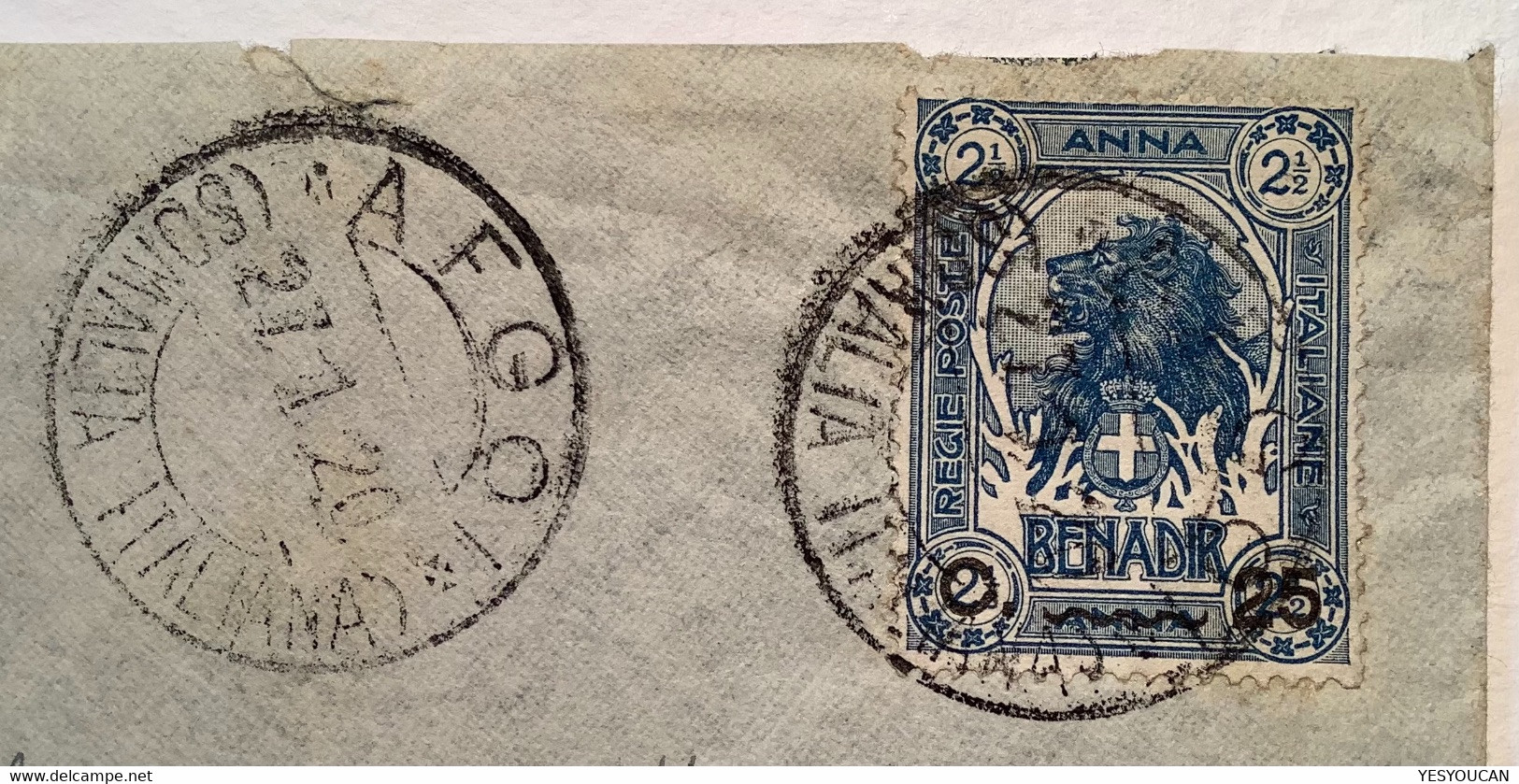 "AFGOI SOMALIA ITALIANA 1920"  Sa. 14  Cover (lettera Africa Orientale Lion Italia Colonie Somalie Lettre - Somalia