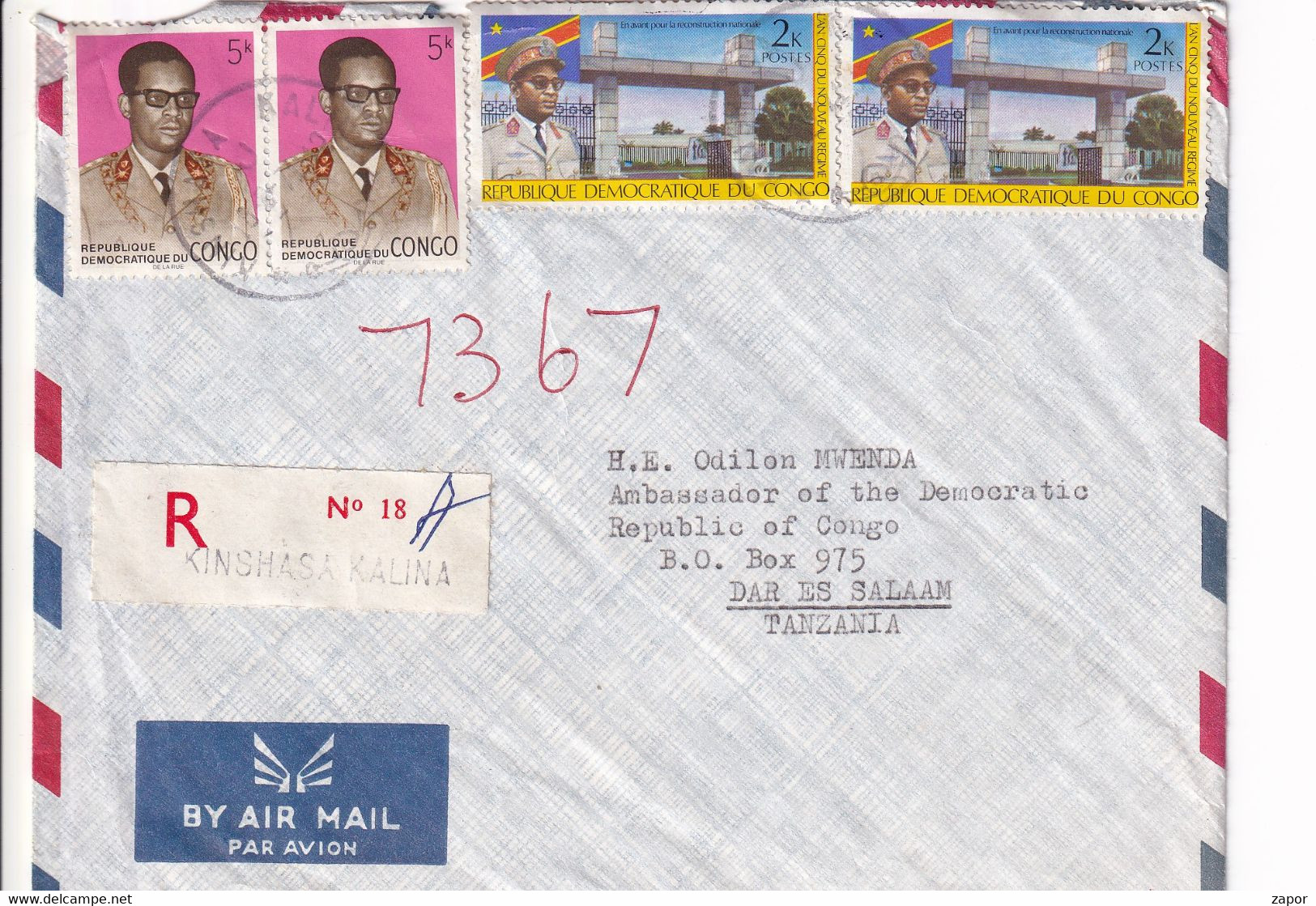 Brief / Lettre - Kinshasa To Dar Es Salaam - Tanzania / Tanzanië - 1971 - Aangetekend / Recommandé - Briefe U. Dokumente