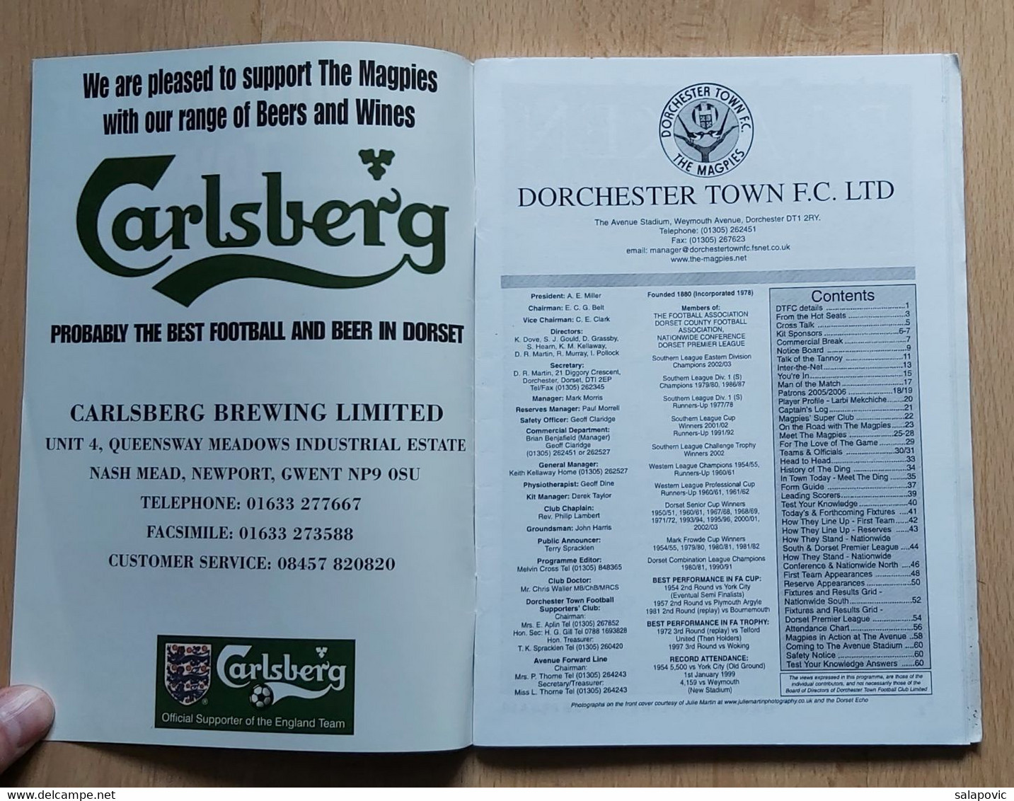 Dorchester Town Vs Yeading  England 2006 Football Match Program - Libros