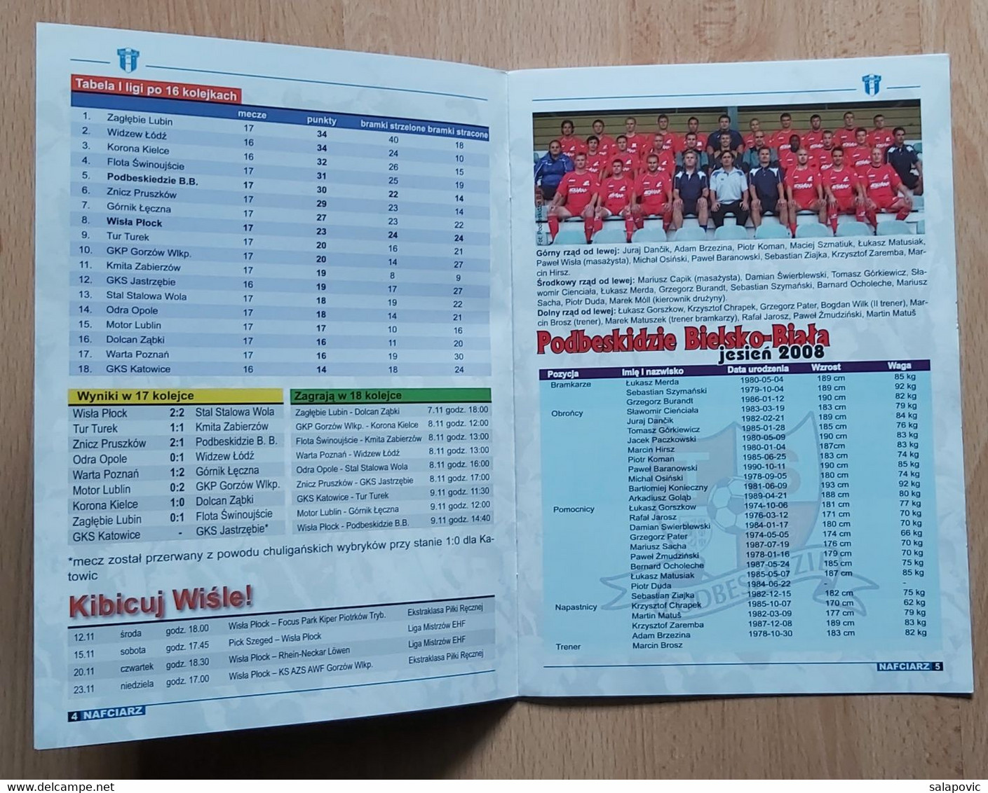 Nafciarz (oficjalna Gazeta Wisły Płock) Nr 23 - The Official Newspaper Of Wisła Płock Wiosna 2008 Football Match Program - Books