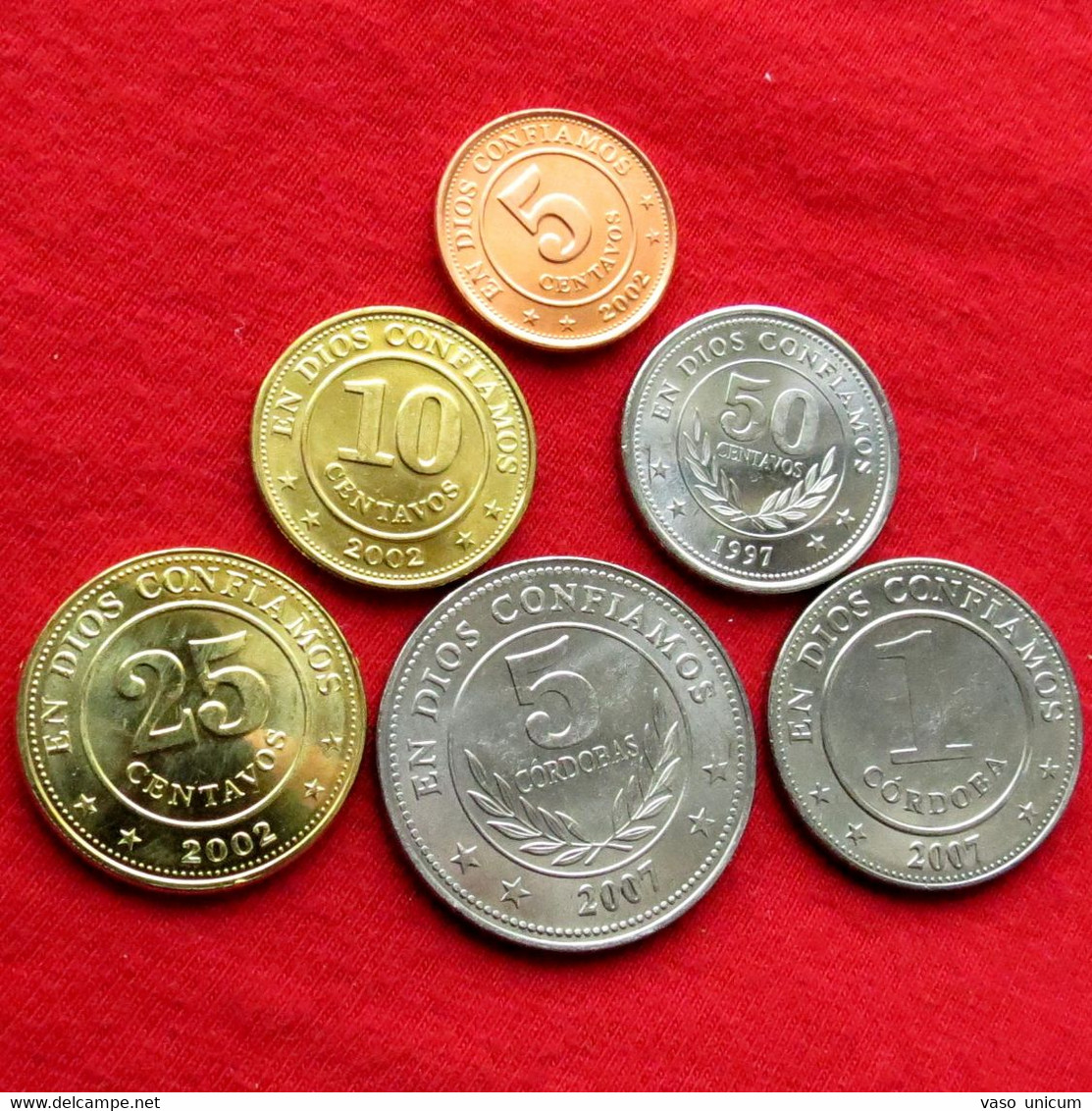 Nicaragua Set 5 10 25 50 Centavos 1 5 Cordoba 1997-2002-2007 - Nicaragua