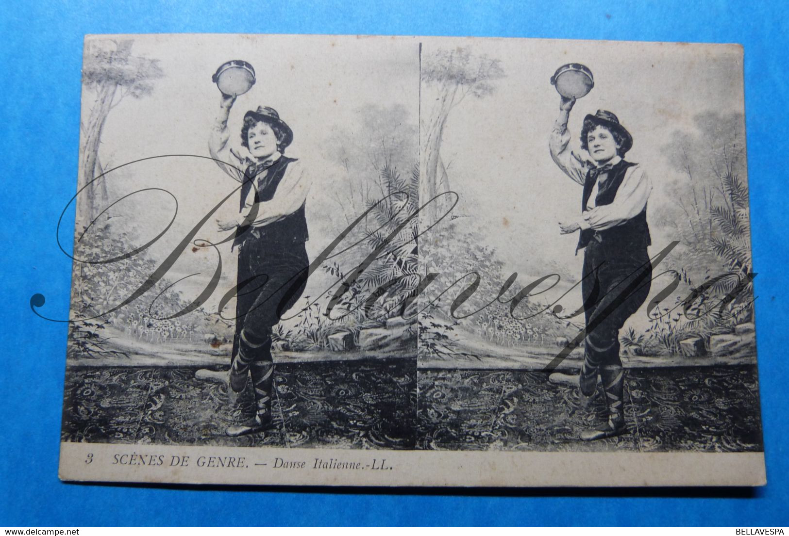 Scenes De Genre Carte Stereoscopique  Danse Italienne - Cartes Stéréoscopiques