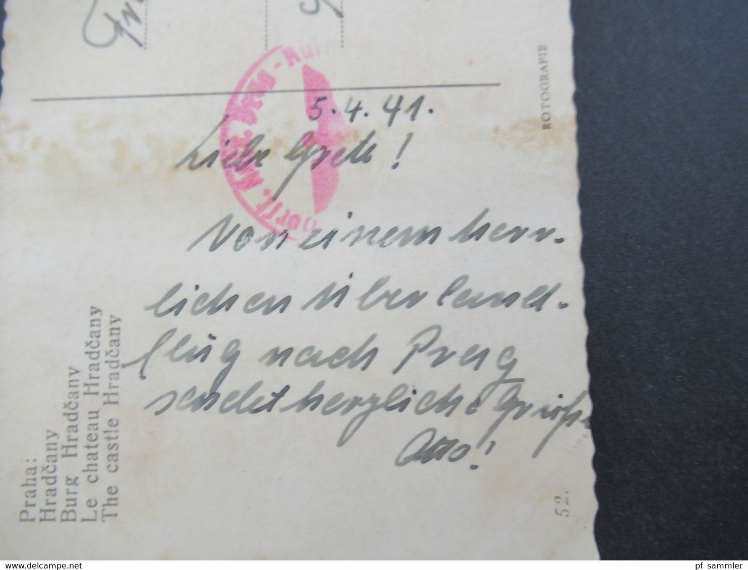 Feldpost 2.WK 3.Reich 1941 PK Praha / Prag Roter FP Stempel Und Stempel Prag Deutsche Dienstpost Böhmen Und Mähren - Brieven En Documenten