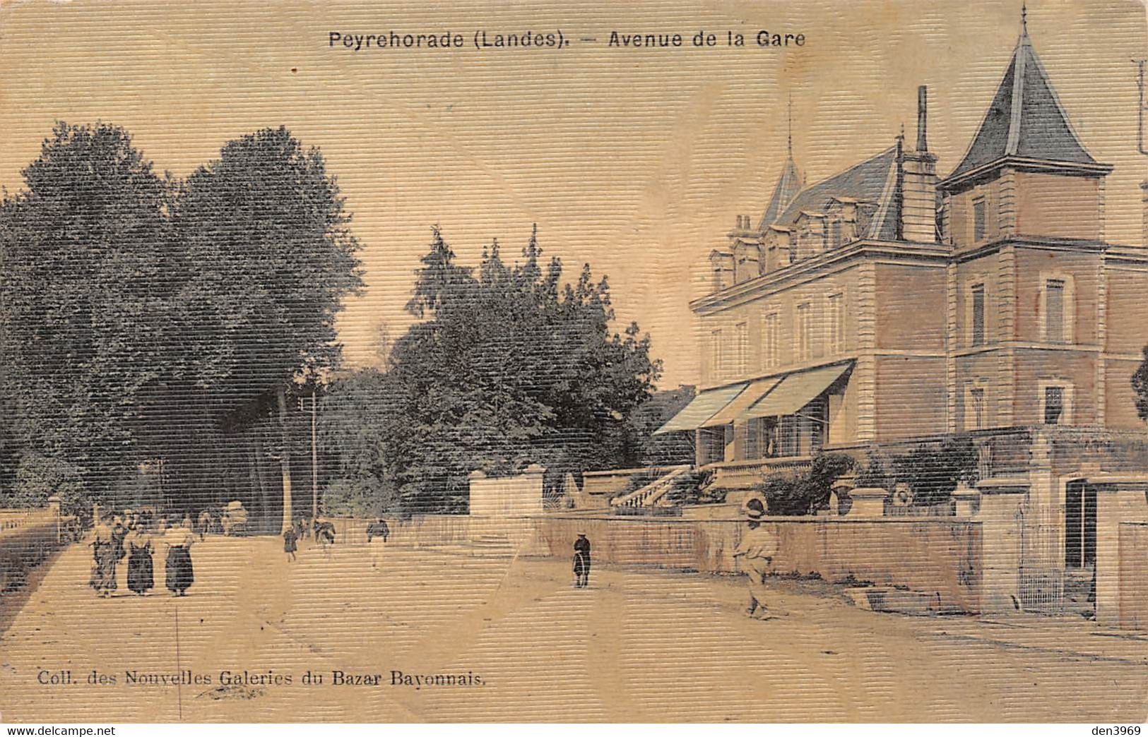 PEYREHORADE (Landes) - Avenue De La Gare - Carte Toilée Couleurs - Peyrehorade