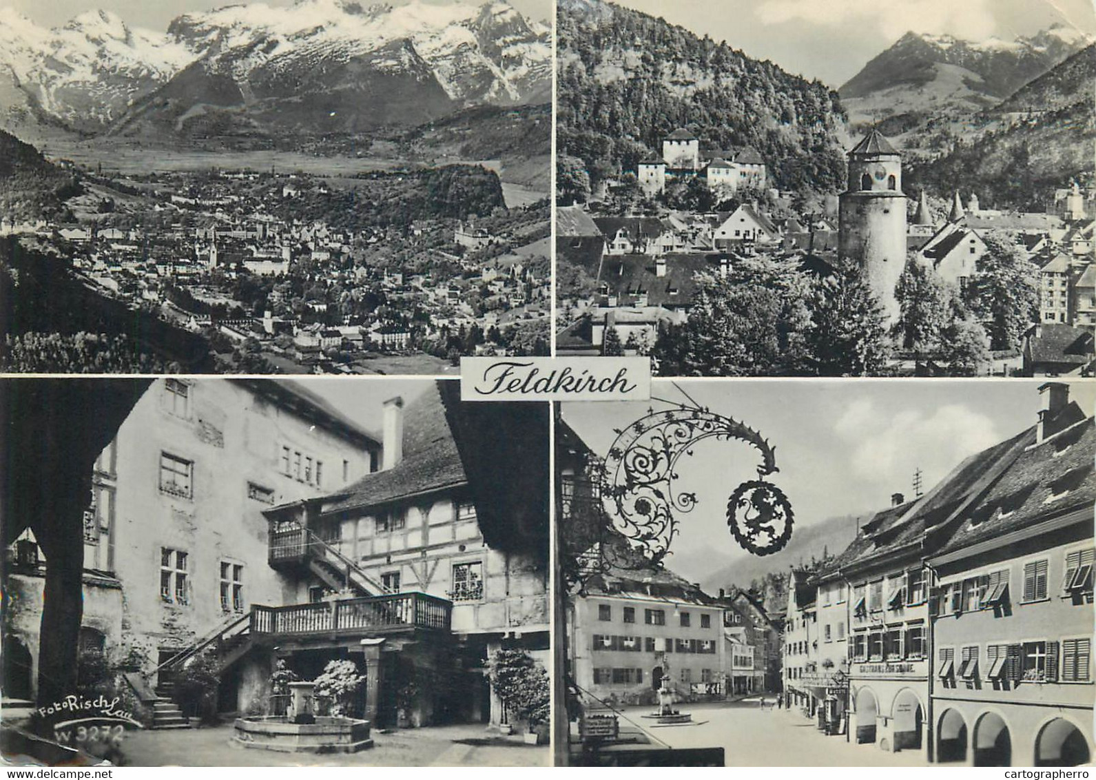 Austria Postcard Feldkirch Voralberg Multi View Tower 1960 - Feldkirch