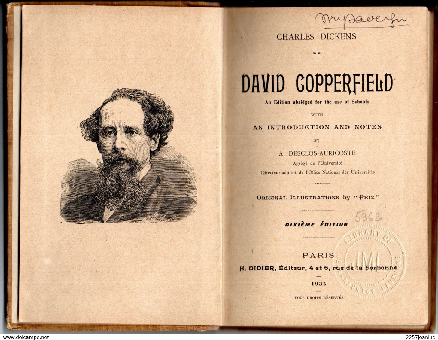 David Copperfield Abridged For Schools * C.H Dickens * Copyright By Henri Didier 1935 - 1900-1949