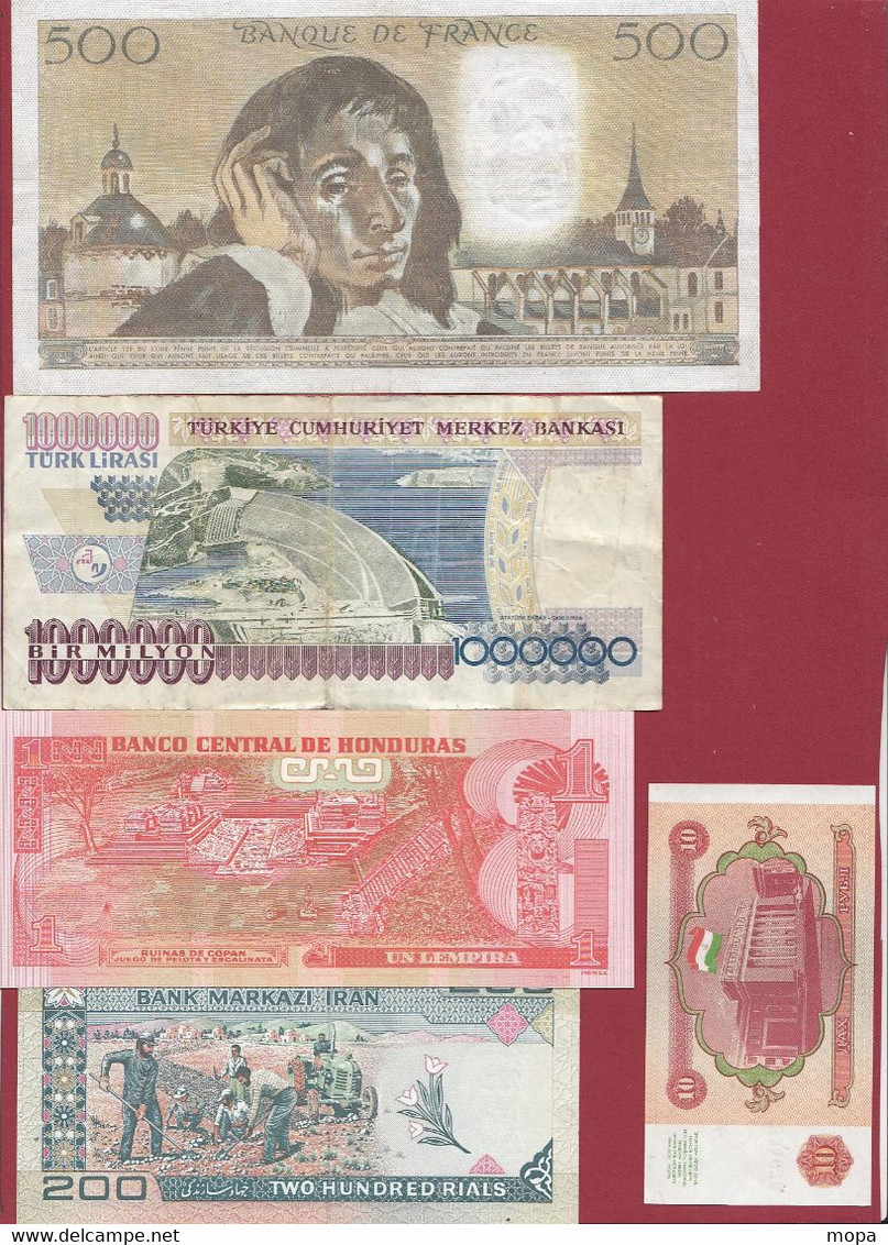 Pays Du Monde 15 Billets -9 En UNC Et 6 Dans L 'état (France 500 Francs "Pascal" Du 02/06/1983.F-ALPH .X.190 -(05) - Vrac - Billets