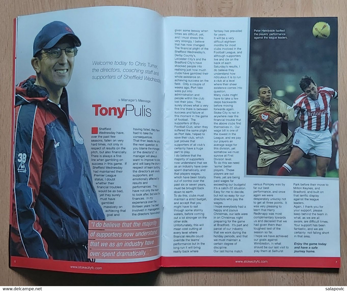 Stoke City Vs Sheffield Wednesday 28. December 2002  Football Match Program - Libri