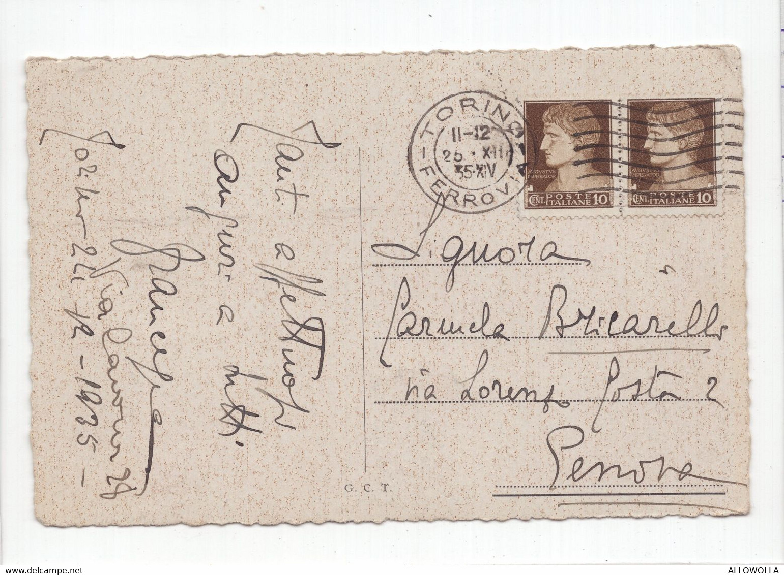 18726 " TORINO-PONTE UMBERTO I E MONTE DEI CAPUCCINI " ANIMATA-AUTO ANNI '30-VERA FOTO-CART. POST. SPED.1935 - Bruggen