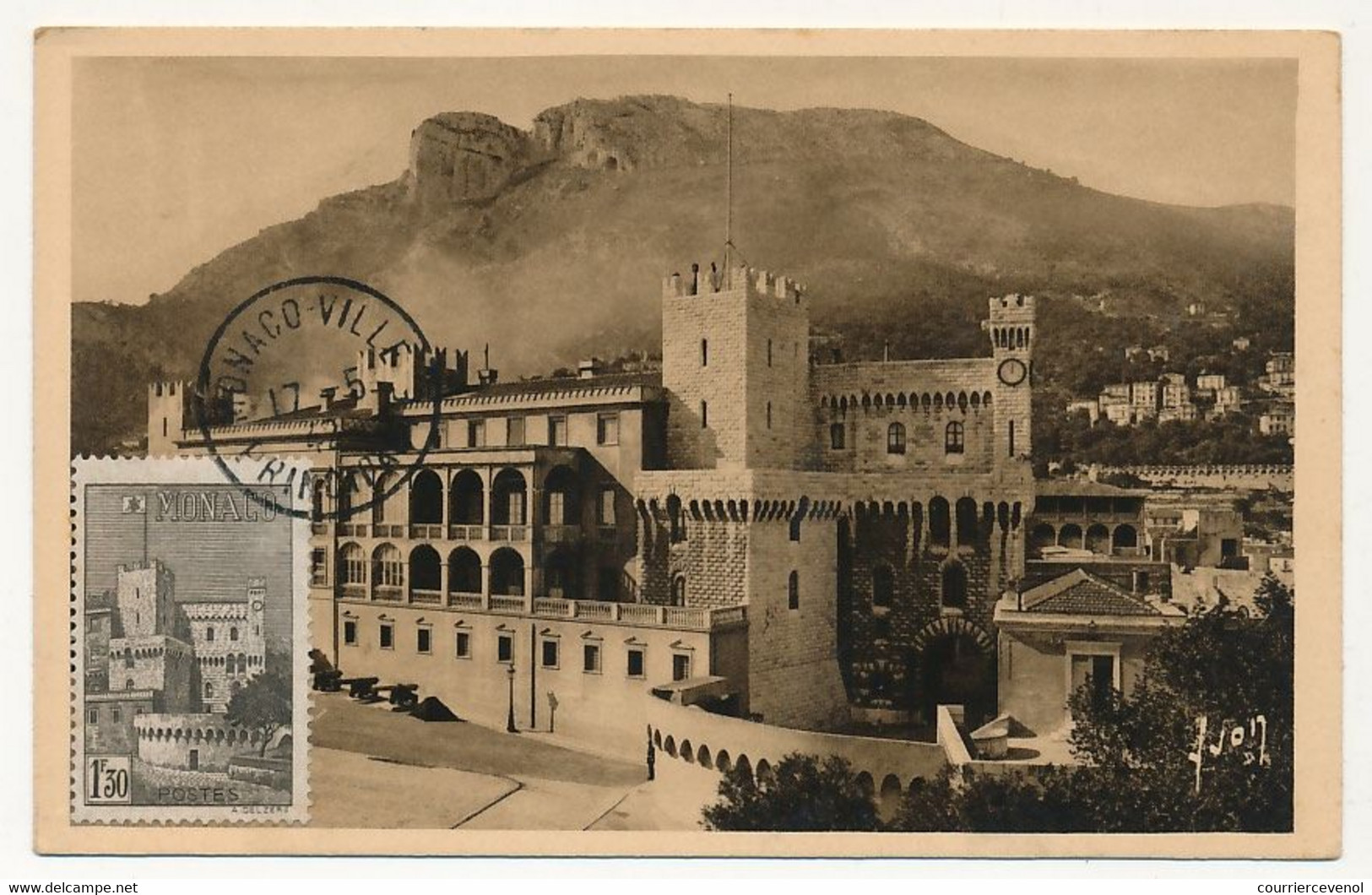 MONACO => Carte Maximum => 1,30F Le Palais -  Monaco-Ville Principauté 17/2/1942 - Maximumkarten (MC)