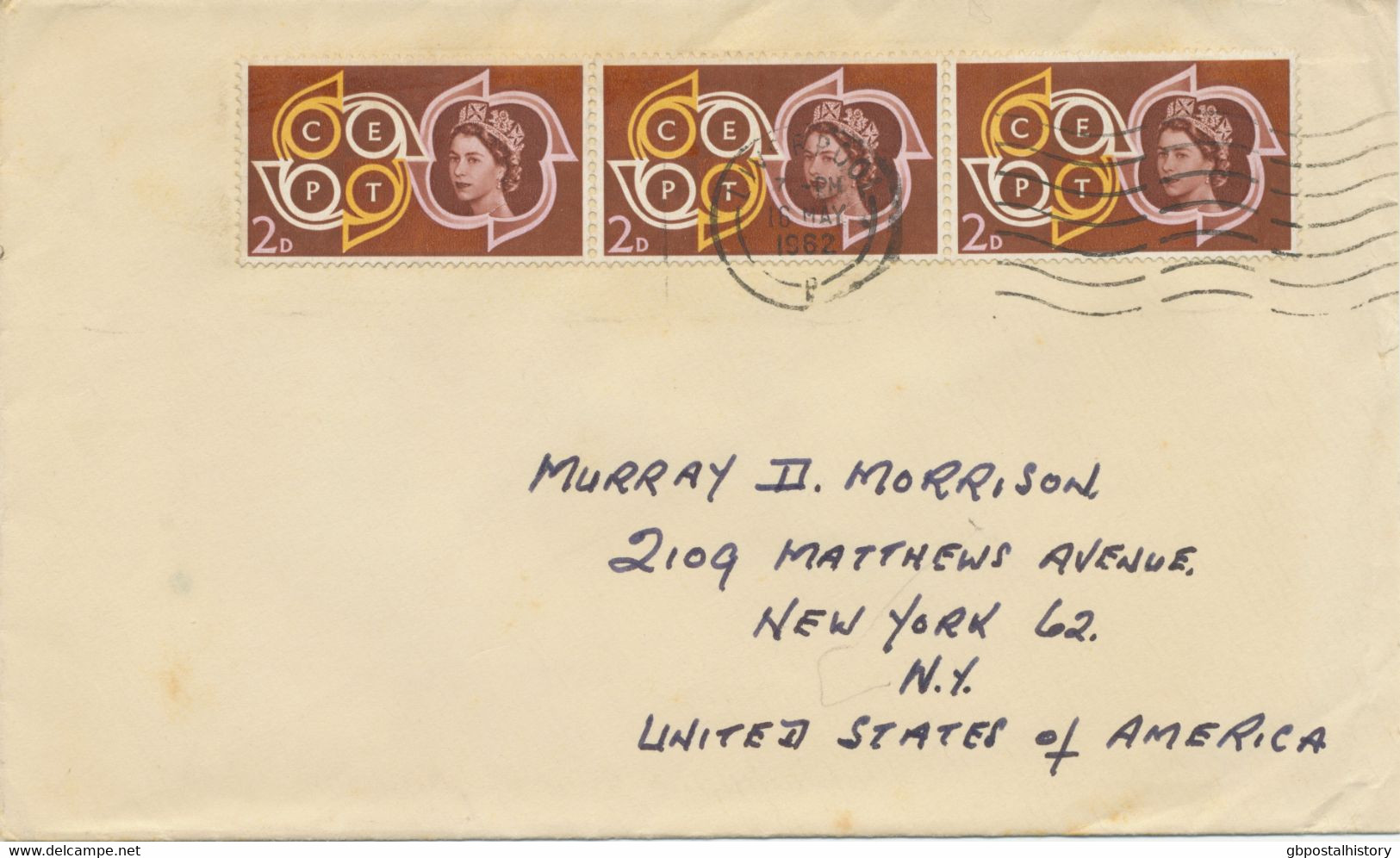 GB 1962, EUROPA CEPT 2 D (strip Of Three) Rare Multiple Postage Tied By Machine Postmark „LIVERPOOL / B“ On Very Fine - Covers & Documents