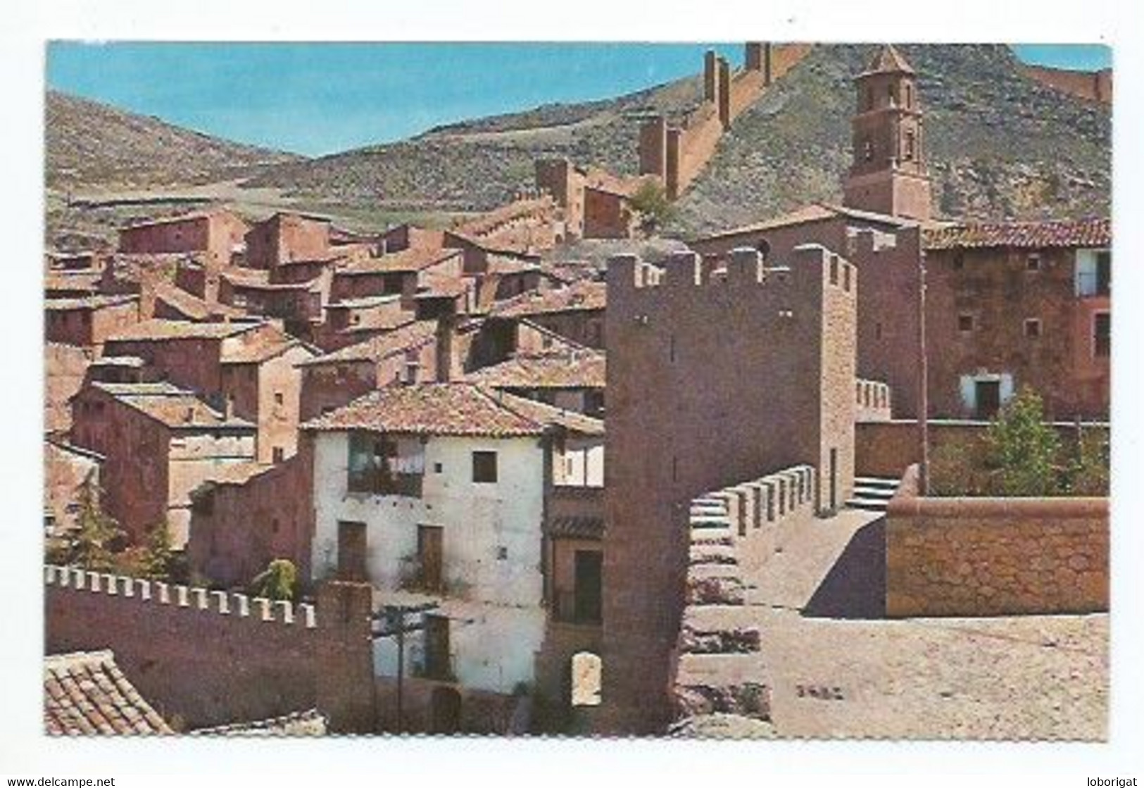 PANORÁMICA.- DETALLE DE LAS MURALLAS Y CASTILLO (MONUMENTO NACIONAL).-  ALBARRACIN - TERUEL.- ( ESPAÑA ) - Teruel