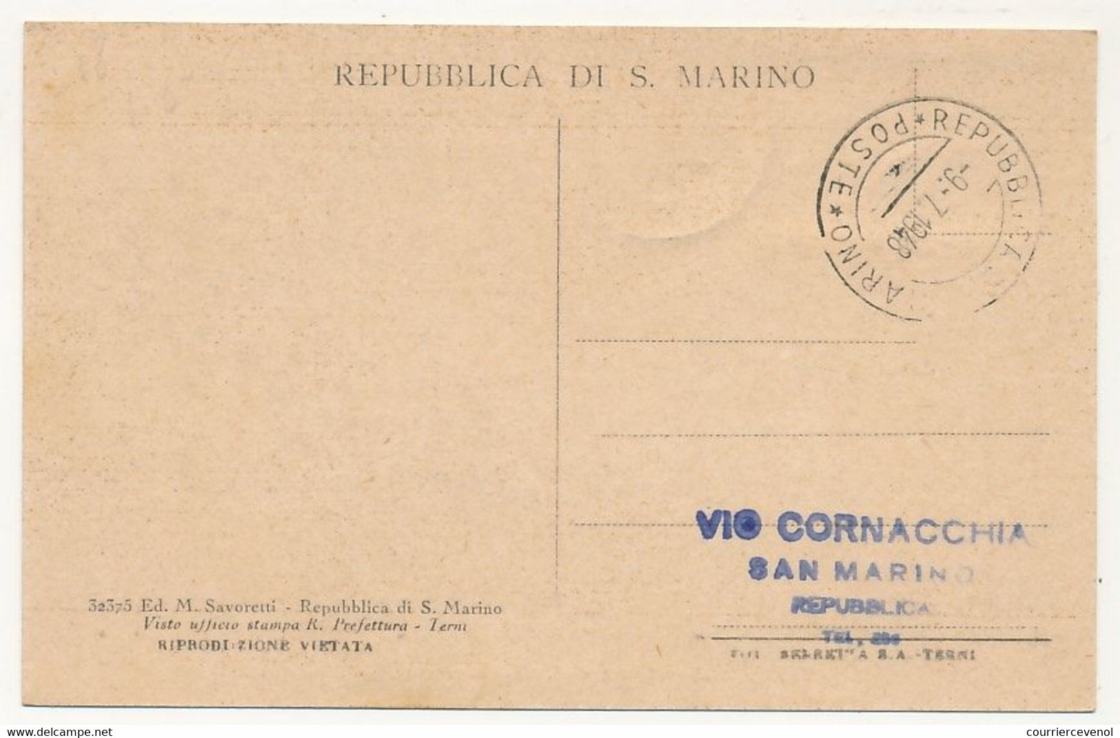 SAINT MARIN - Carte Maximum - 5 L Espresso - Panorama De St Marin - 9/7/1946 - Briefe U. Dokumente