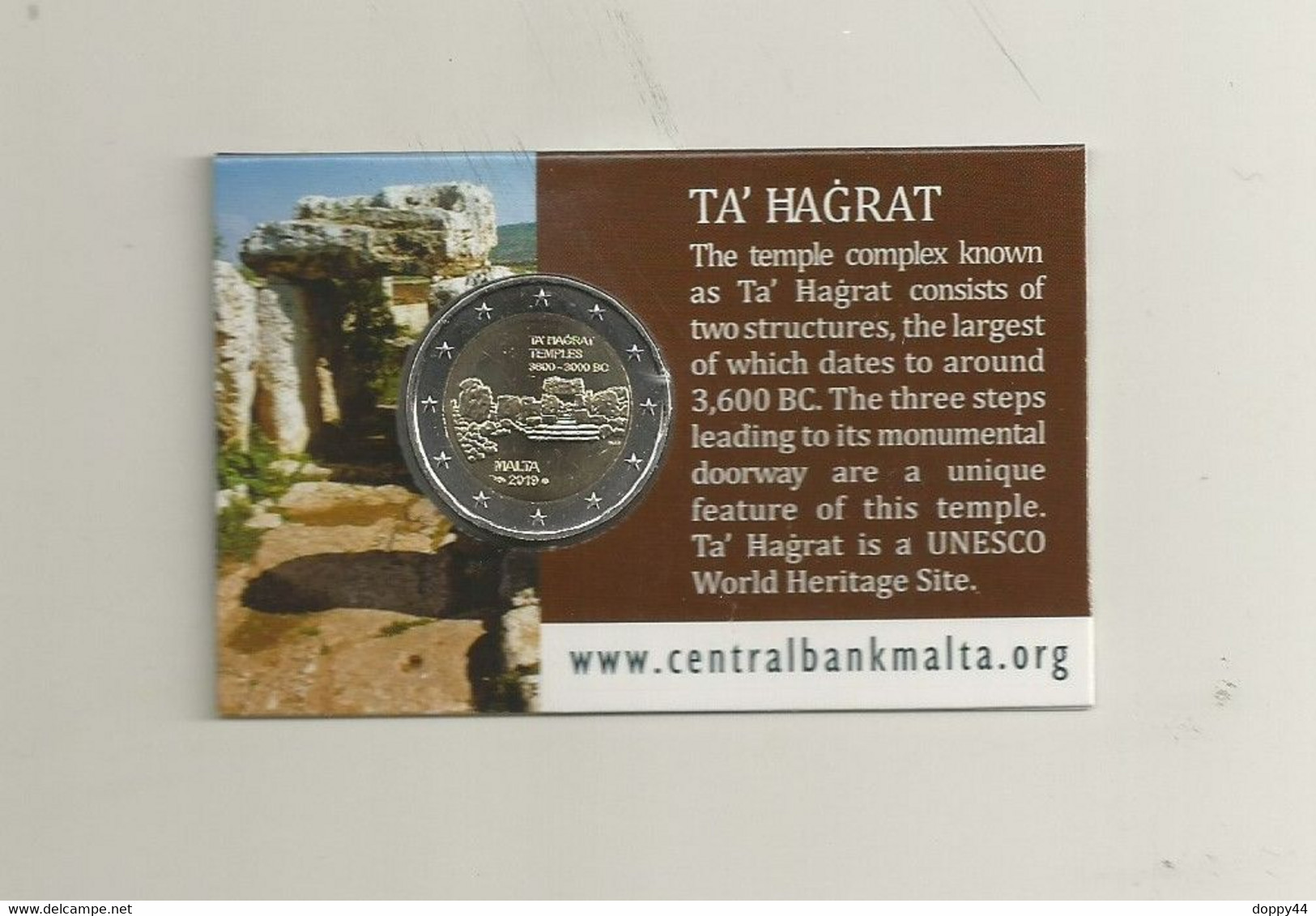 COINCARD 2 EUROS MALTE COLLECTION SITES PREHISTORIQUES TEMPLE TA'HAGRAT. SOUS BLISTER FERME. - Malta