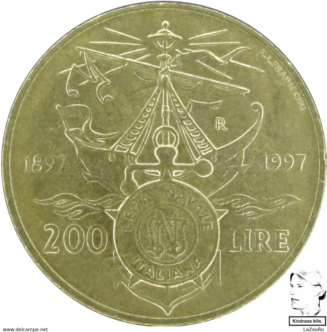 LaZooRo: Italy 200 Lire 1997 XF / UNC Naval League - Herdenking