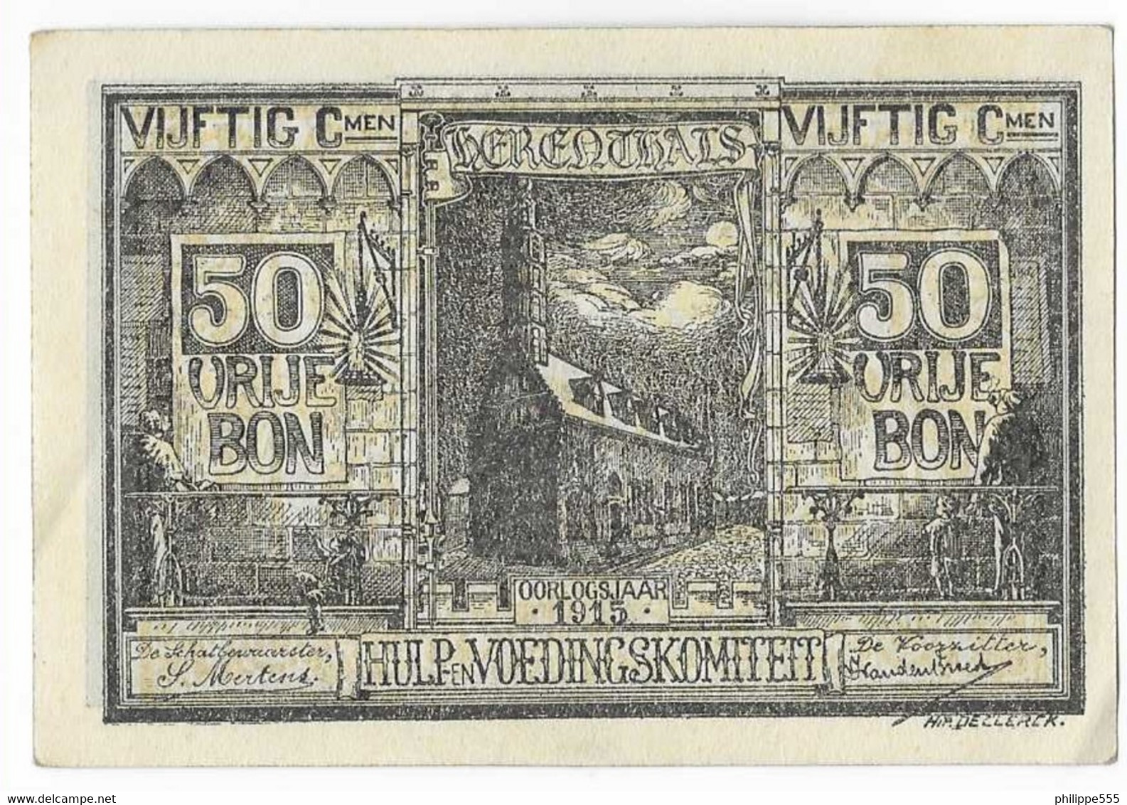 Noodgeld Herenthals 50 Centiemen 1915 - Sonstige & Ohne Zuordnung