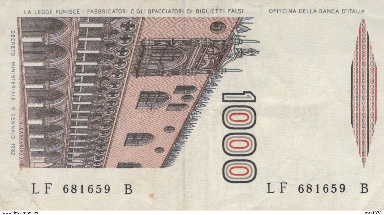 1000 Lire "M.Polo" / P#109b Signature Ciampi And Speziali / 06/01/1982 - 1.000 Lire