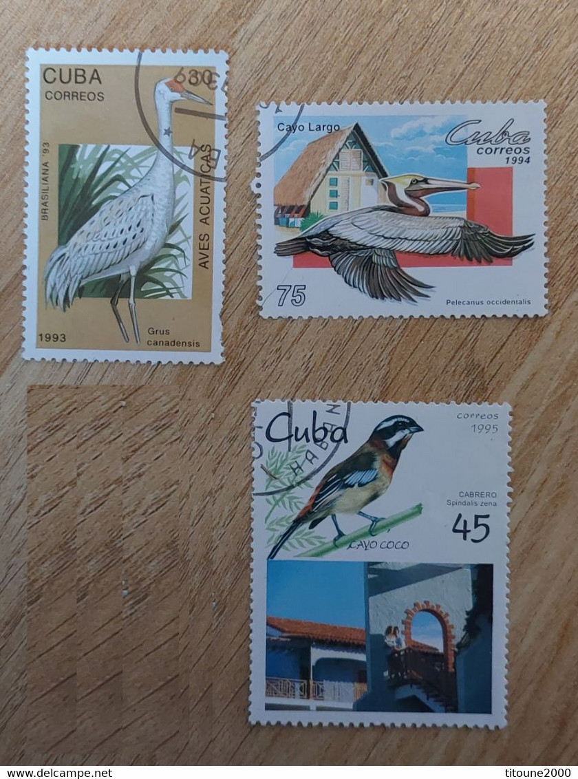 CUBA - 3 Timbres Oblitérés 1993-95 Thème Nature - Collezioni & Lotti