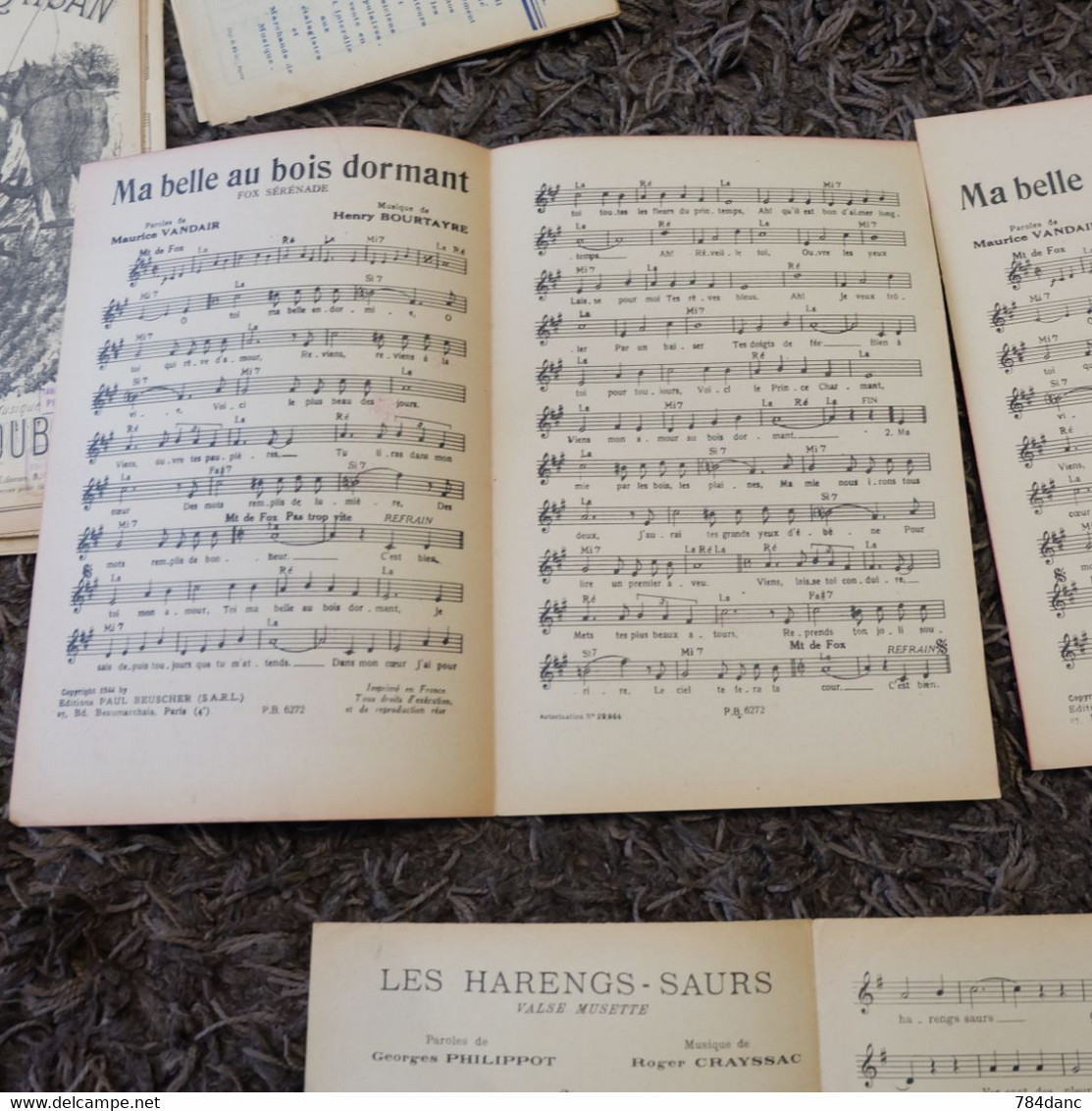 Lot 4 Partitions Musique - Les Goelands Boyer Patart Belle Au Bois Dormant Georges Philippot Harengs Saurs - Chansonniers