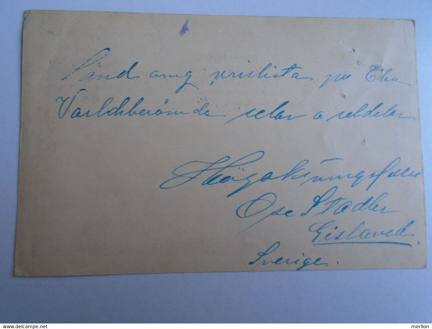 D191559  Postal Stationery -O.Stadler Cancel  Refteled Sweden 1912 - To J. Wolfner  -Lederfabrik, Budapest - Other & Unclassified