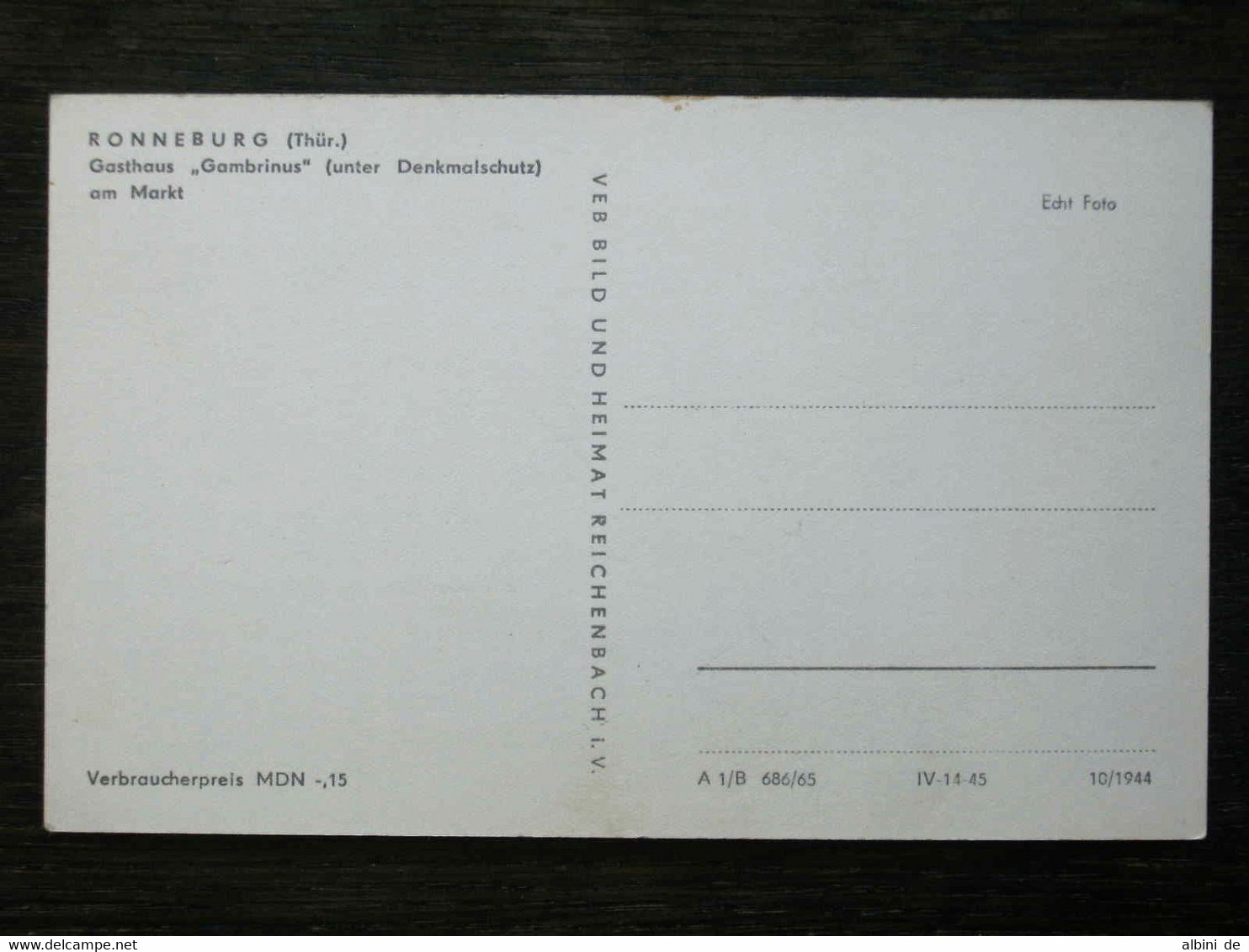 AK RONNEBURG (Thüringen) - Gasthaus "Gambrinus" Am Markt - 1965 - Ronneburg