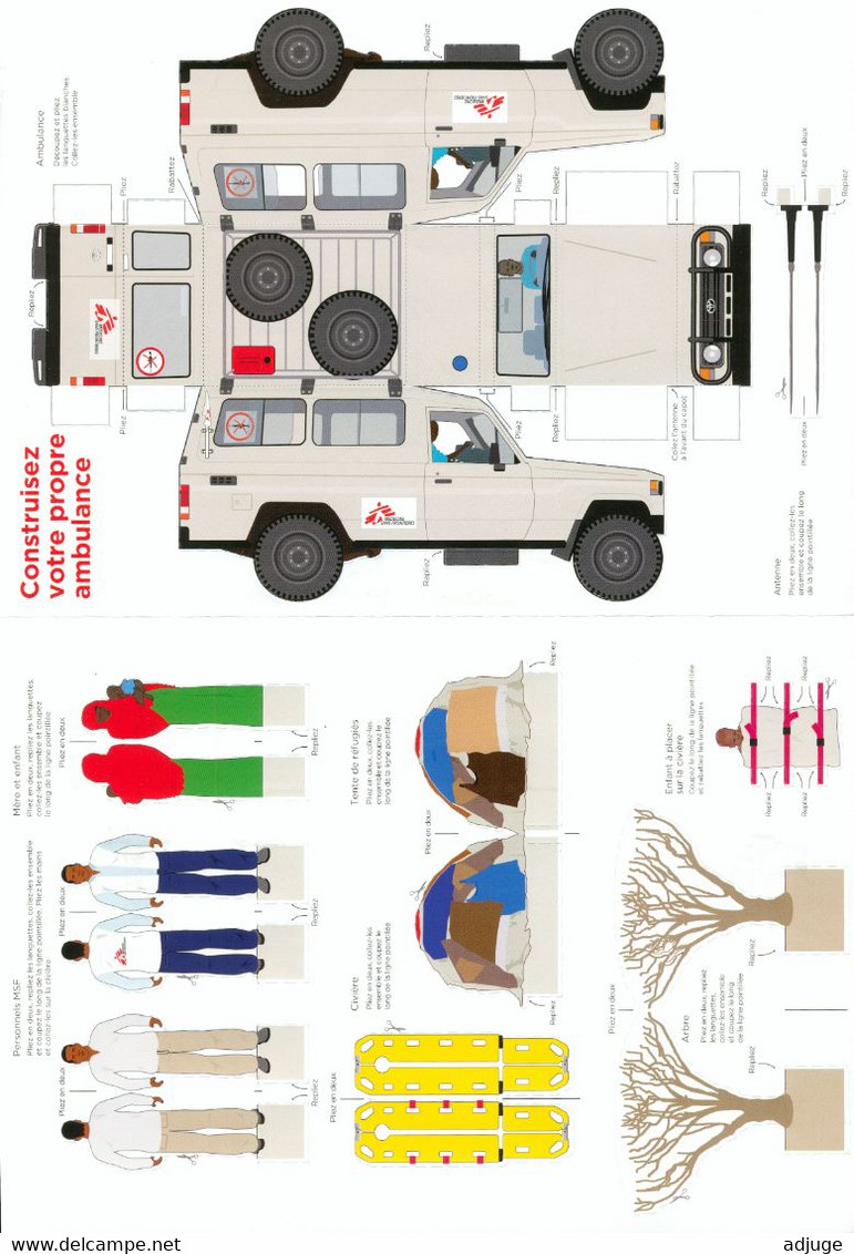 MAQUETTE AMBULANCE  4X4 TOYOTA LAND CRUISER Médecins Sans Frontières****4 Scan - Carton / Lasercut