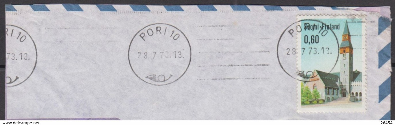 FINLANDE  0.60p  + 10m  +1m X 3  SEUL Sur Enveloppe Pub Coupée De  32740 AETSA  Postée à PORI  Le 28 7 1973 - Cartas & Documentos