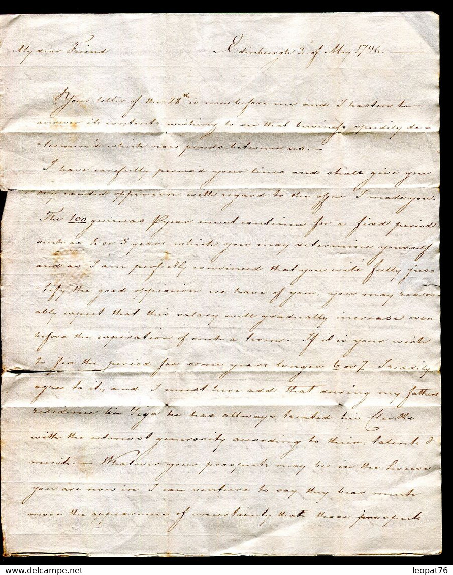 Grande Bretagne - Lettre Avec Texte De Edimbourgh Pour Londres En 1796 - N 305 - ...-1840 Precursori