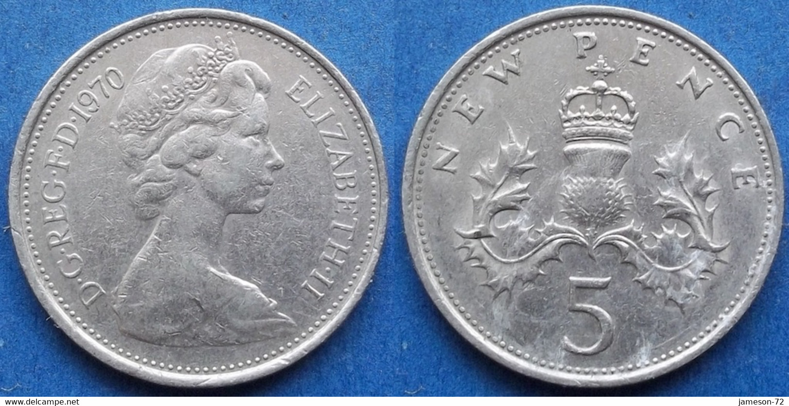 UK - 5 New Pence 1970 "Crowned Thistle" KM# 911 Elizabeth II Decimal Coinage (1971-2022) - Edelweiss Coins - 5 Pence & 5 New Pence
