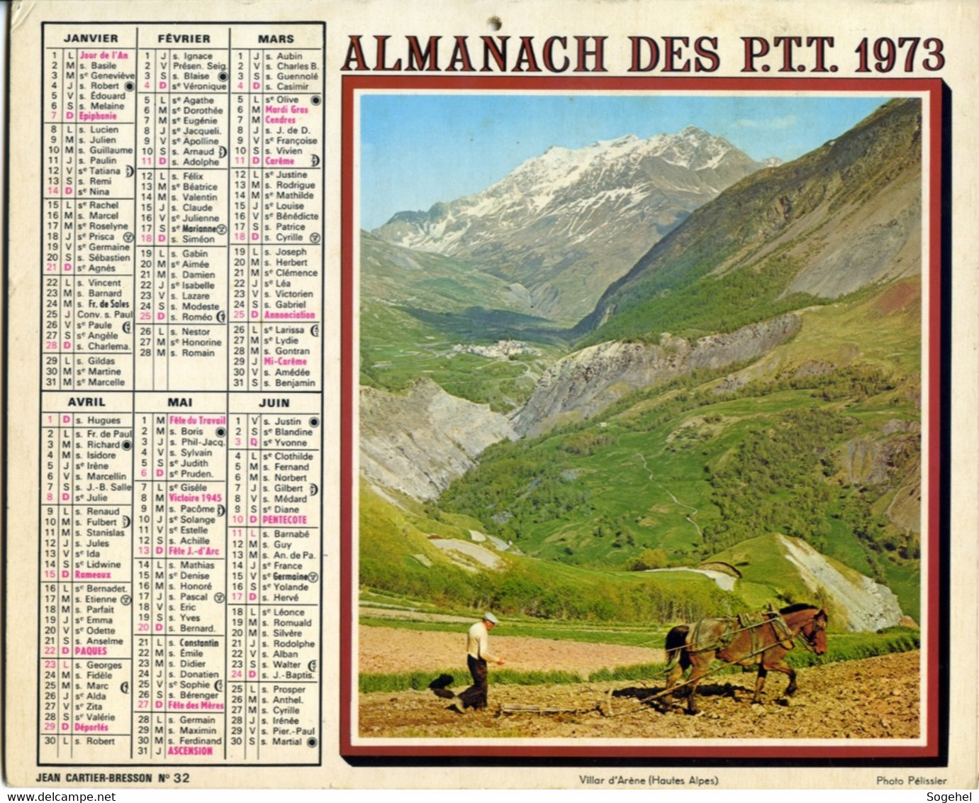 Almanach PTT - Jean Cartier-Bresson - 1973 - Région Parisienne - Grand Format : 1971-80