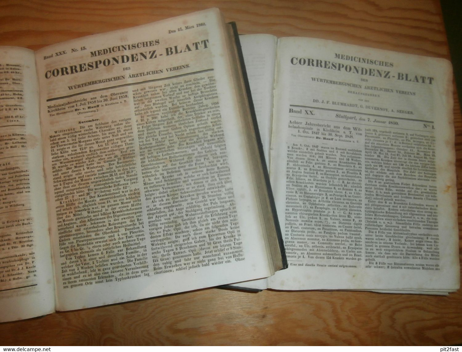 4 uralte Bücher , 1850 - 1865 , Medizin Correspondenzblatt Würtemberg , Arzt , Krankenhaus !!!