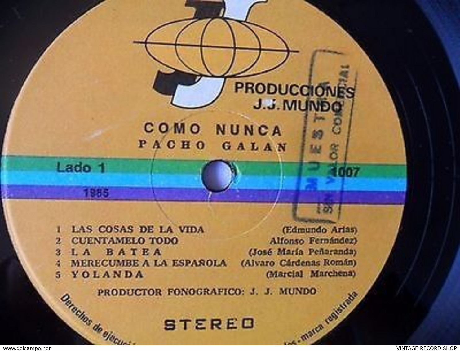 PACHO GALAN-COMO NUNCA-LAS COSAS DE LA VIDA-LA BATEA-YOLANDA-JJ MUNDO/1985 PROMO VINYL TREASURES - World Music