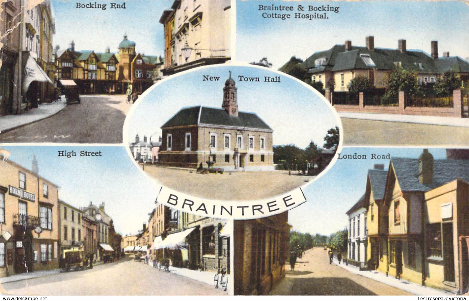 CPA Royaume Unis - Angleterre - Essex - Braintree - New Town Hall - London Road - High Street - Oblitérée 1932 - Couleur - Other & Unclassified