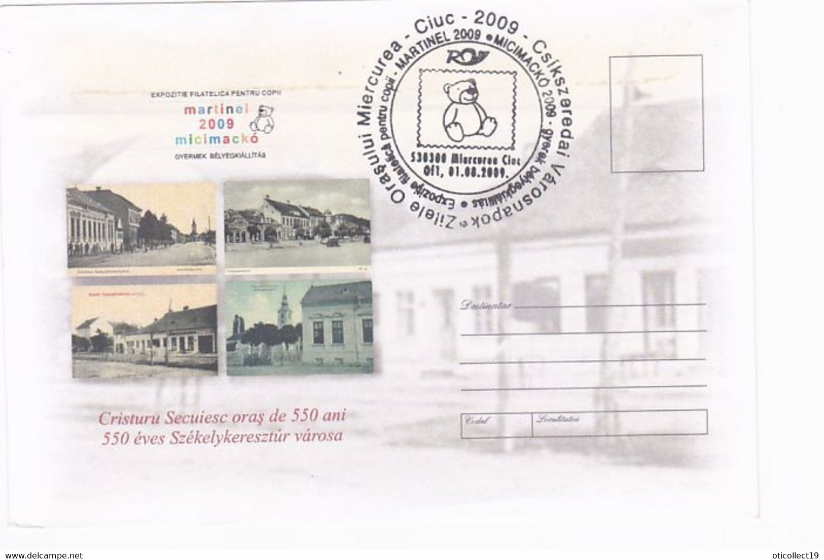 MIERCUREA CIUC TOWN ANNIVERSARY, MARTINEL CHILDRENS PHILATELIC EXHIBITION, SPECIAL COVER, 2009, ROMANIA - Brieven En Documenten