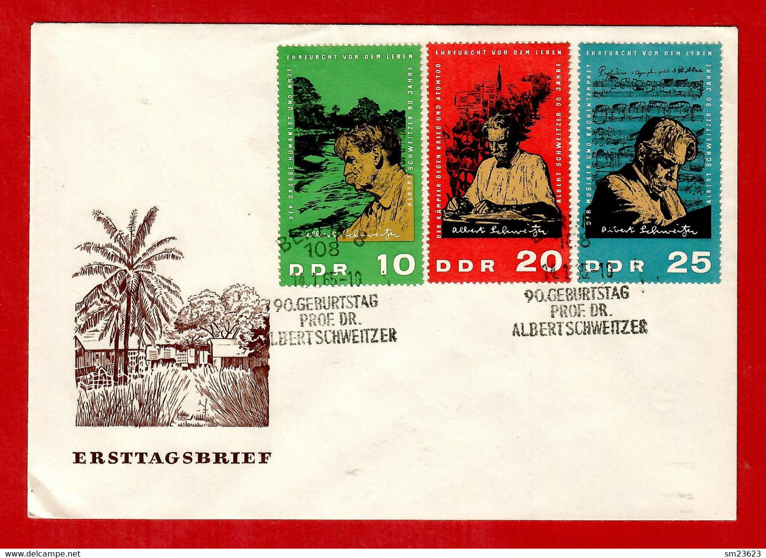 BRD / DDR 1965  Mi.Nr. 1084 / 86 , Doktor Albert Schweitzer - FDC Berlin 14.1.1965 - Albert Schweitzer