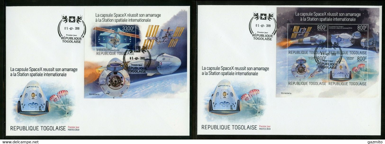 Togo 2019, Space, Space X, 4val In BF +BF In 2FDC - Africa