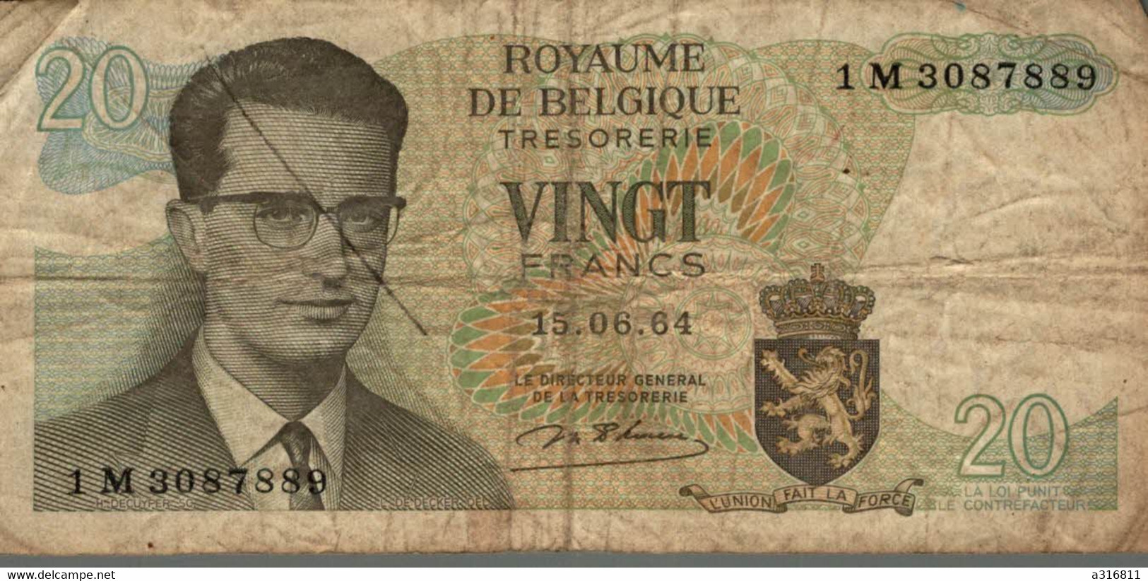 BELGIQUE VINGT FRANCS 1964. - Autres & Non Classés